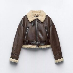 Zara Dark Brown Short Shearling Jacket